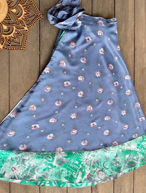 Clip Silk Wrap Skirt Geranium